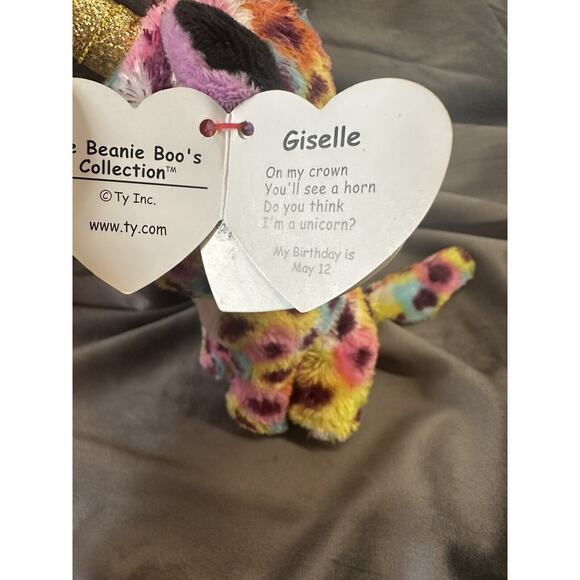 Ty Beanie Boos 6" Giselle the Leopard Unicorn 2021 Bean Bag Plush No Tag - Picture 3 of 9